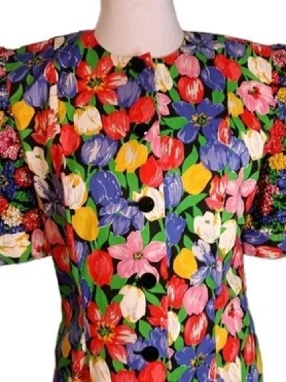Neiman Marcus Union Made Dress 80s Puff Sleeves Drop Waist Size 6 - Picture 4 of 16